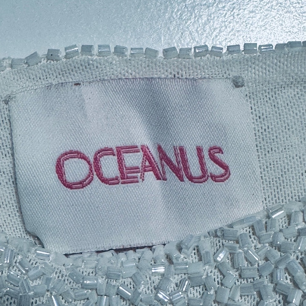 NWT Oceanus Mei White Glass Beaded Crop Top Size L - Picture 4 of 5